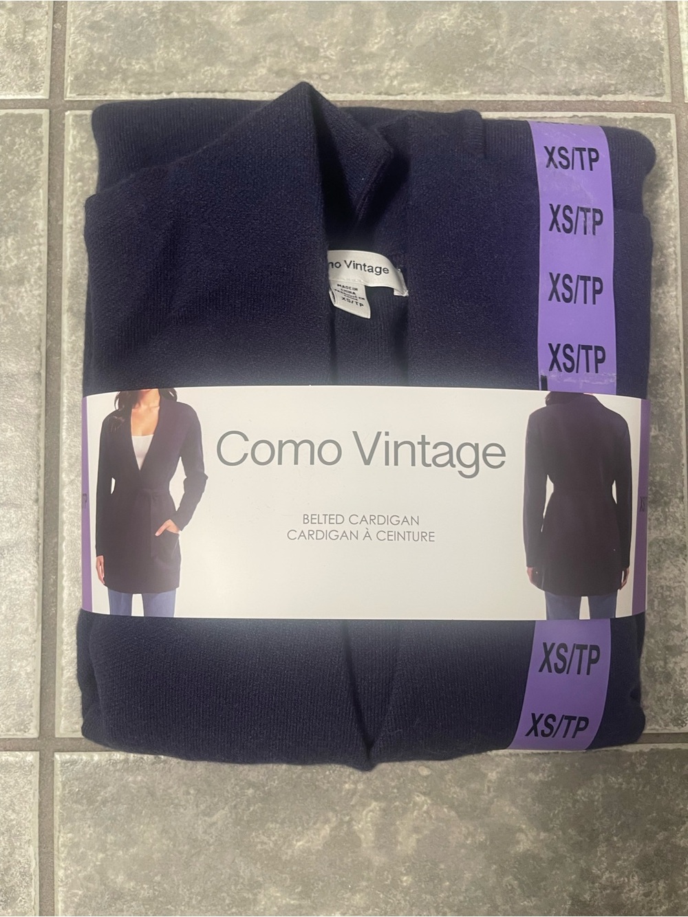 Como Vintage Navy Belted Cardigan Sweater